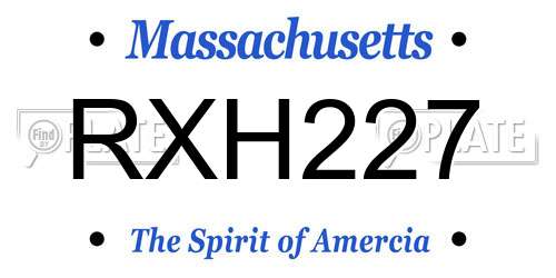RXH227 Massachusetts License Plate