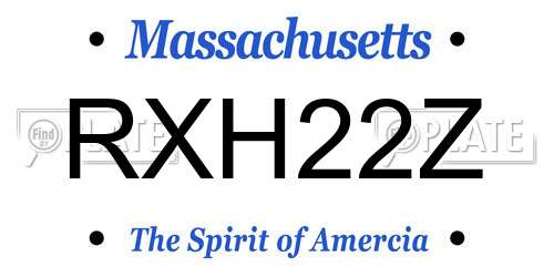 RXH22Z Massachusetts License Plate