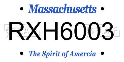 RXH6003 Massachusetts License Plate