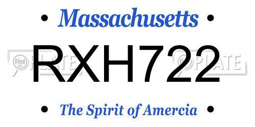 RXH722 Massachusetts License Plate