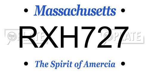 RXH727 Massachusetts License Plate