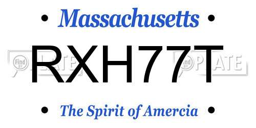RXH77T Massachusetts License Plate