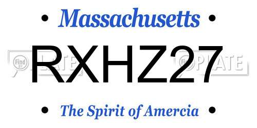 RXHZ27 Massachusetts License Plate