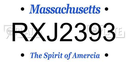 RXJ2393 Massachusetts License Plate