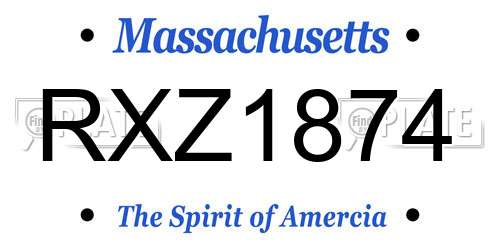 RXZ1874 Massachusetts License Plate