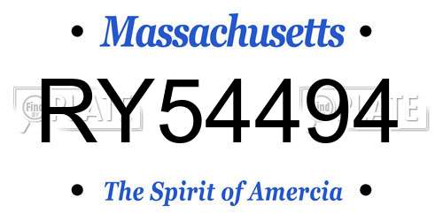 RY54494 Massachusetts License Plate