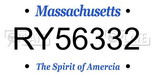 RY56332 Massachusetts License Plate