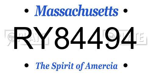 RY84494 Massachusetts License Plate