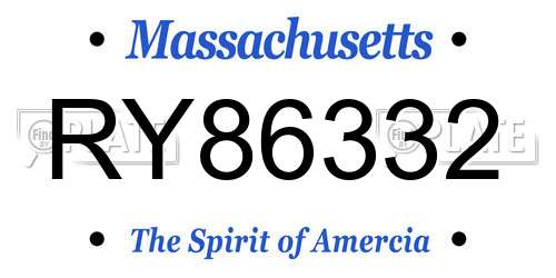 RY86332 Massachusetts License Plate