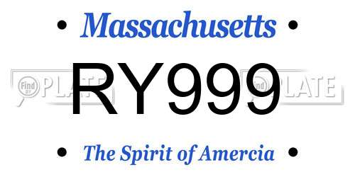 RY999 Massachusetts License Plate
