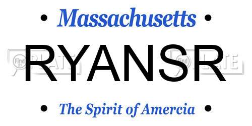 RYANSR Massachusetts License Plate