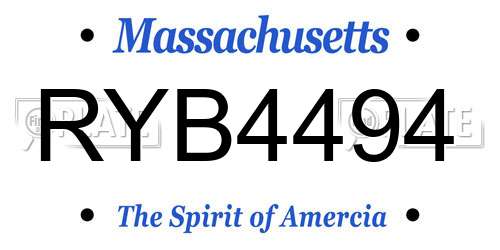 RYB4494 Massachusetts License Plate