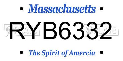 RYB6332 Massachusetts License Plate