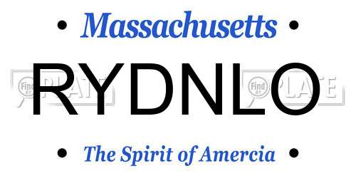 RYDNLO Massachusetts License Plate