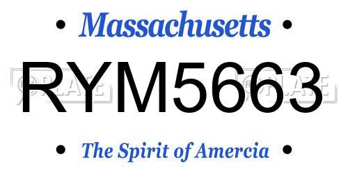 RYM5663 Massachusetts License Plate