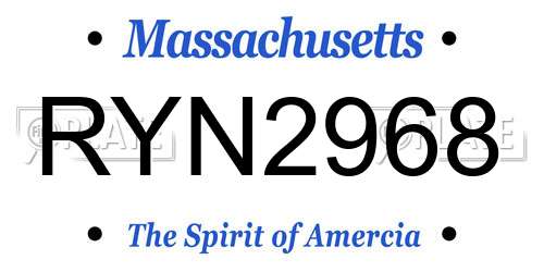 RYN2968 Massachusetts License Plate