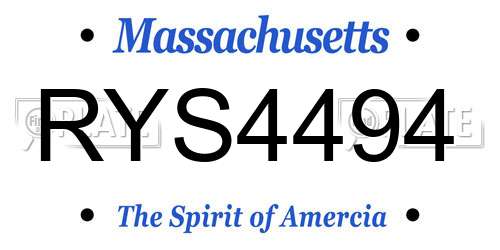 RYS4494 Massachusetts License Plate