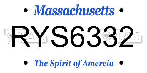 RYS6332 Massachusetts License Plate