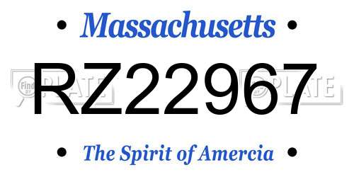 RZ22967 Massachusetts License Plate