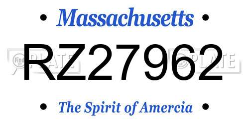 RZ27962 Massachusetts License Plate