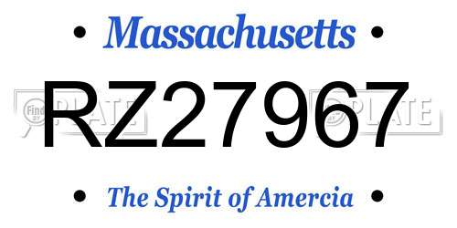 RZ27967 Massachusetts License Plate