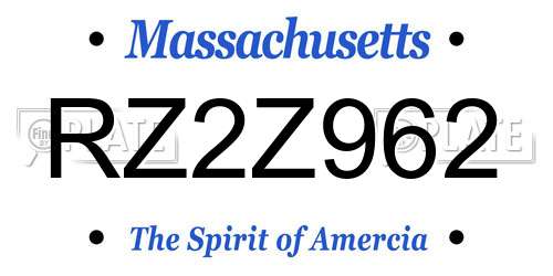 RZ2Z962 Massachusetts License Plate