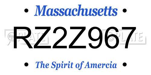 RZ2Z967 Massachusetts License Plate