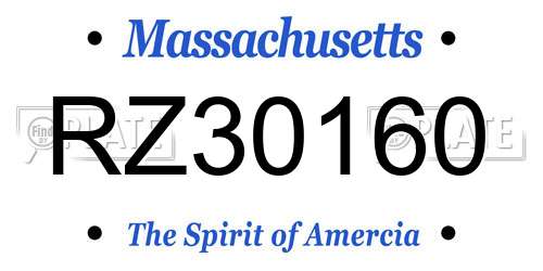 RZ30160 Massachusetts License Plate