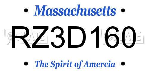 RZ3D160 Massachusetts License Plate