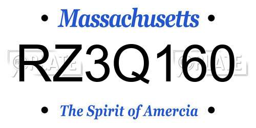 RZ3Q160 Massachusetts License Plate