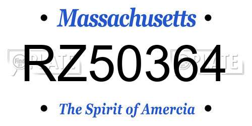RZ50364 Massachusetts License Plate