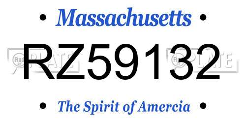 RZ59132 Massachusetts License Plate