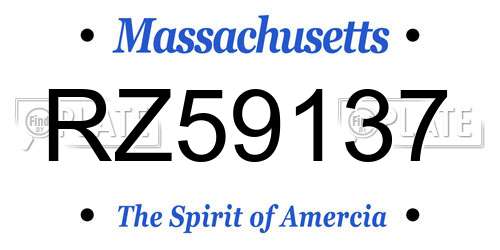 RZ59137 Massachusetts License Plate