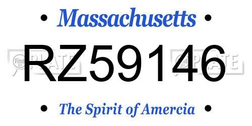 RZ59146 Massachusetts License Plate