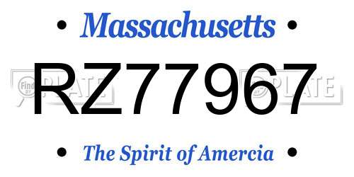 RZ77967 Massachusetts License Plate