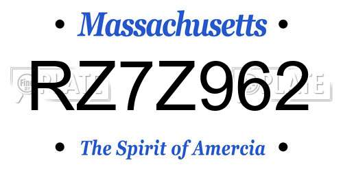 RZ7Z962 Massachusetts License Plate