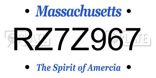 RZ7Z967 Massachusetts License Plate