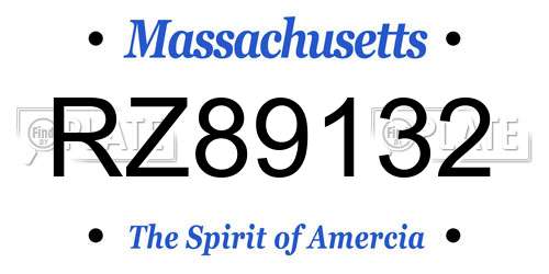 RZ89132 Massachusetts License Plate