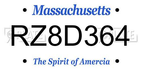 RZ8D364 Massachusetts License Plate