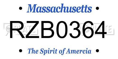 RZB0364 Massachusetts License Plate