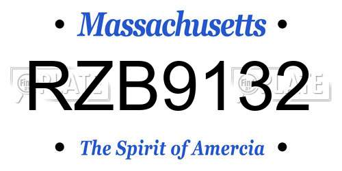 RZB9132 Massachusetts License Plate