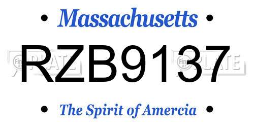 RZB9137 Massachusetts License Plate