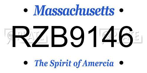 RZB9146 Massachusetts License Plate