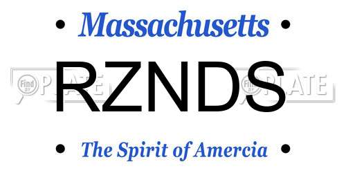RZNDS Massachusetts License Plate
