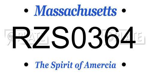 RZS0364 Massachusetts License Plate