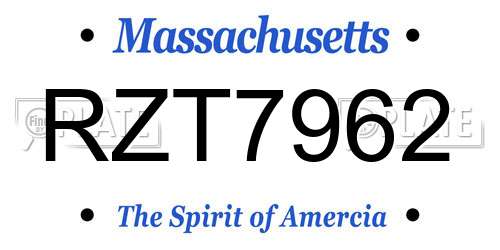 RZT7962 Massachusetts License Plate