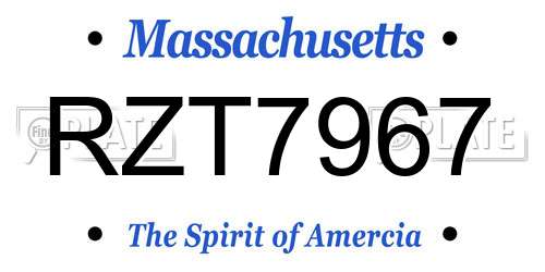 RZT7967 Massachusetts License Plate