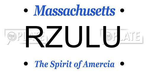 RZULU Massachusetts License Plate