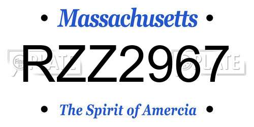 RZZ2967 Massachusetts License Plate