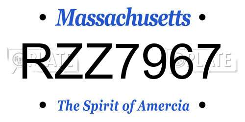 RZZ7967 Massachusetts License Plate